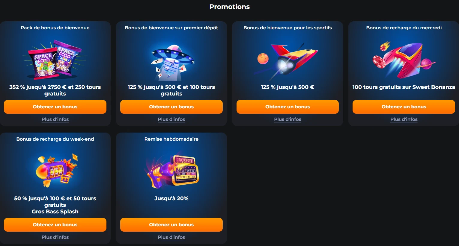 Aperçu des promotions disponibles sur Cosmicslotz Casino